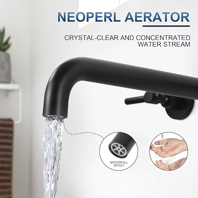 Wall Mount Tub Filler Tub Faucet High Flow Bathtub Faucets Two Handles Solid - Image 6