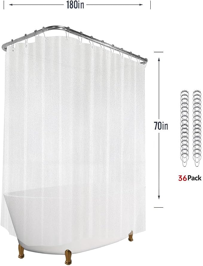 Clawfoot Tub Shower Curtain Heavy Duty 180x70Inch Clear Liner All Warp Around - Image 4