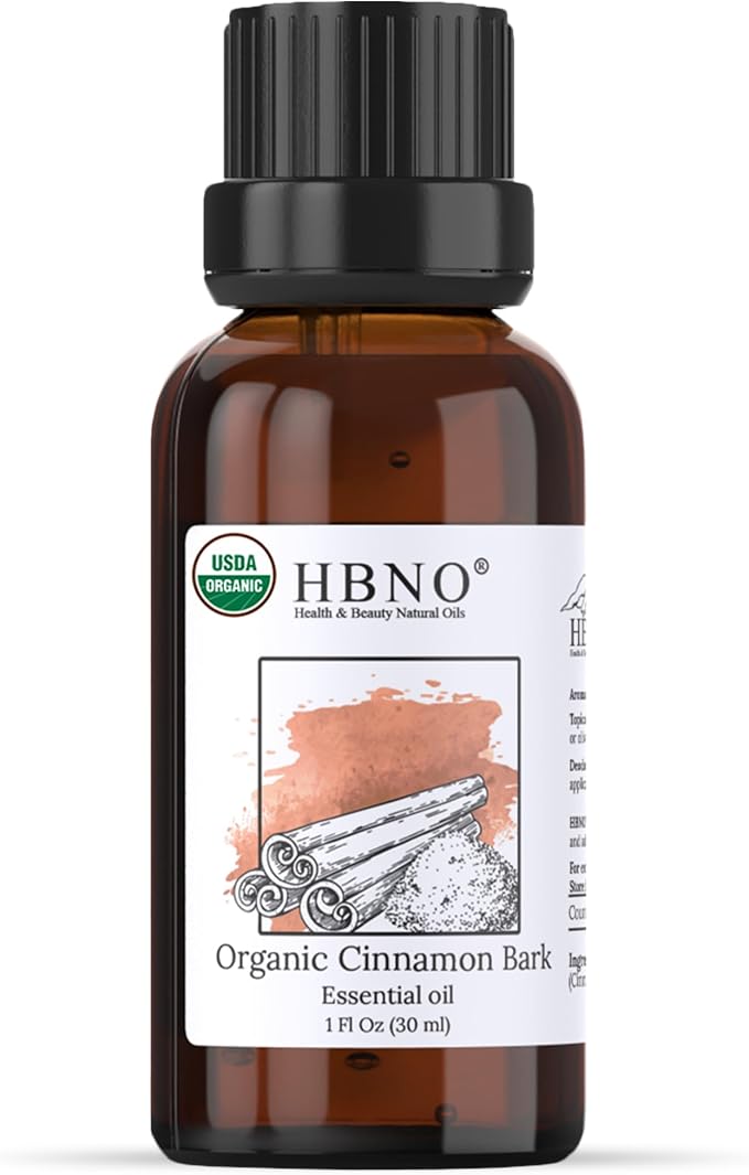 HBNO Organic Cinnamon Bark Essential Oil - 1 oz Size - Ideal by HBNO