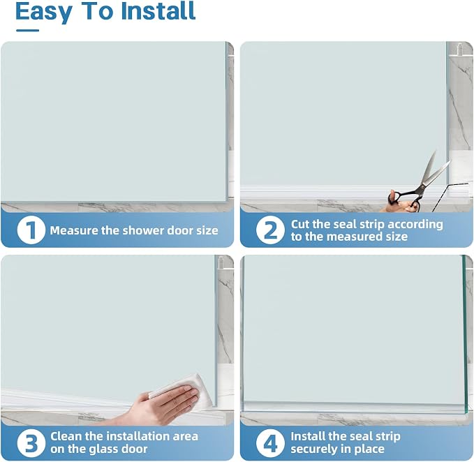 Shower Door Bottom Seal Strip, Ultra Clear PVC, Fits 12mm Thick Glass, Prevents - Image 5