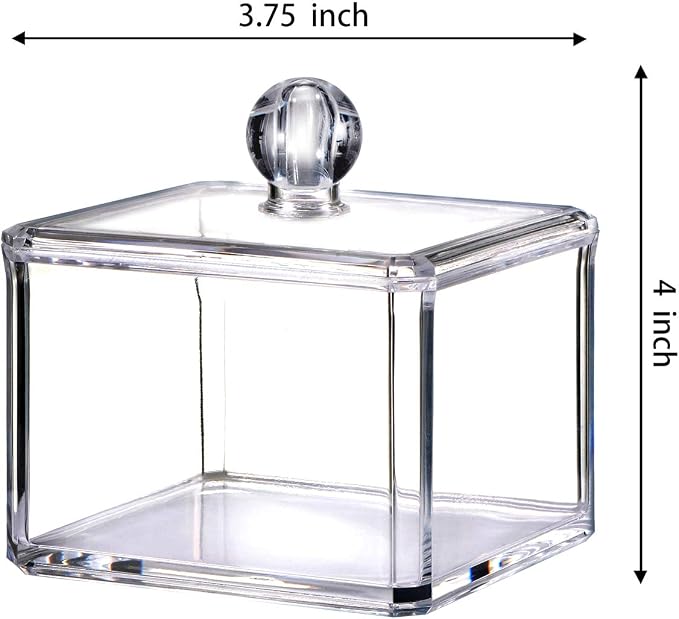 Modern Square Qtip Holder Acrylic Bathroom Vanity Countertop Storage Organizer - Image 5
