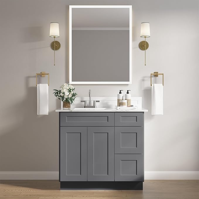 ROOMTEC Bathroom Cabinet, Soft-Close Drawer Slides Morden Bathroom Sink Vanity - Image 5
