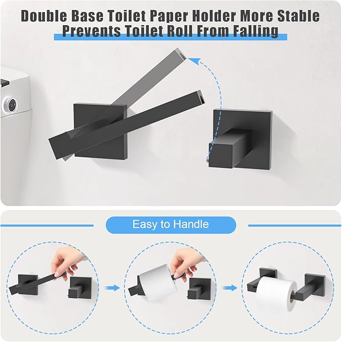 TURS 10-Piece Bathroom Hardware Accessories Set Matte Black Towel Bar Holder - Image 3
