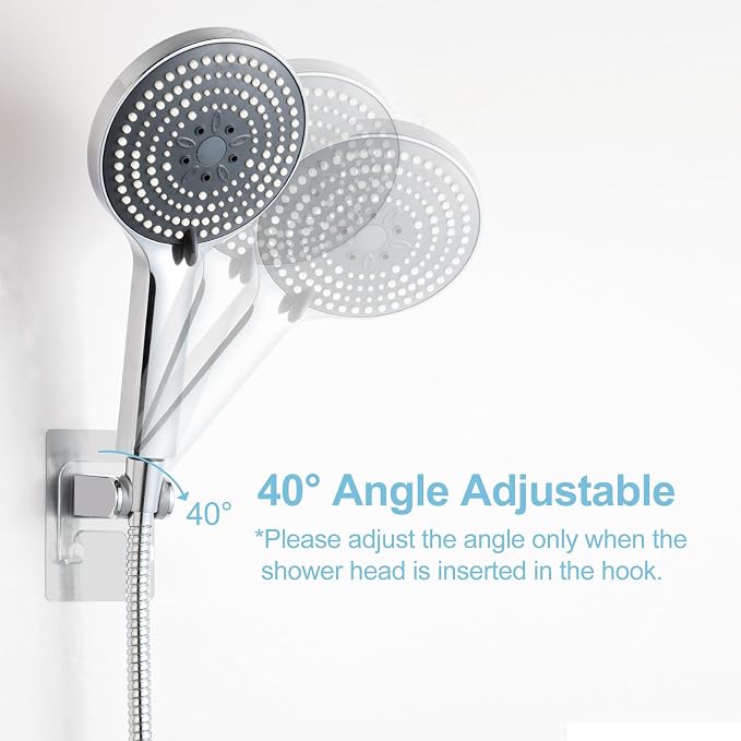 OFFO Shower Head Holder, Strong Adhesive Shower Hooks, 40° Adjustable - Image 4