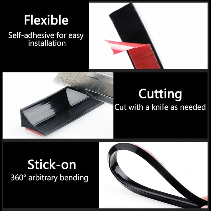 New Collapsible Shower Threshold Water Dam, Self Adhesive Silicone Waterproof - Image 4
