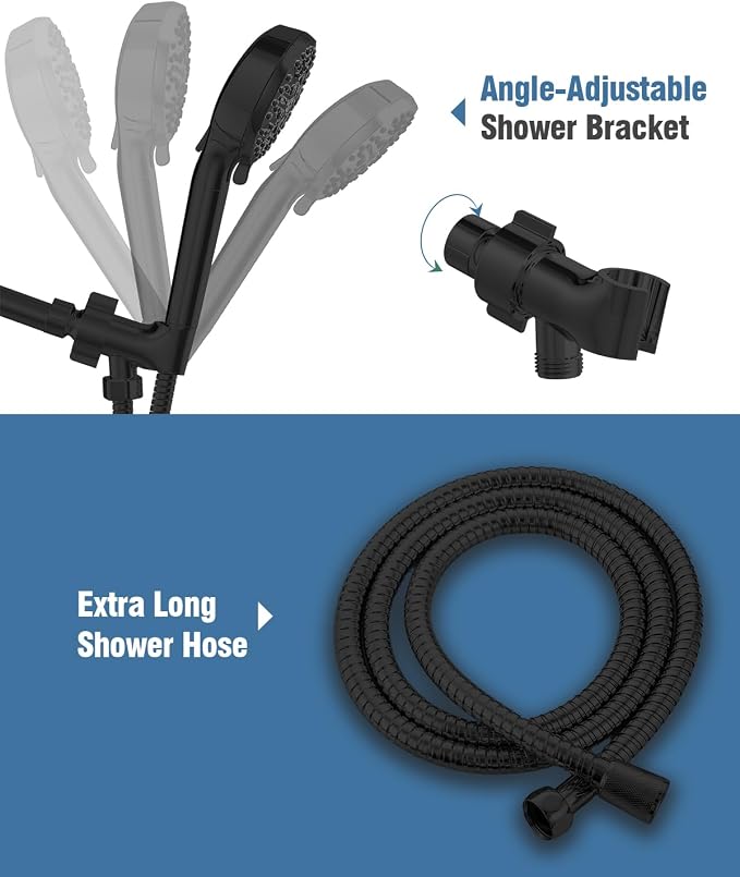 Filtered Shower Head with Handheld Matte Black, BOWGER 6 Modes High Pressure - Image 7
