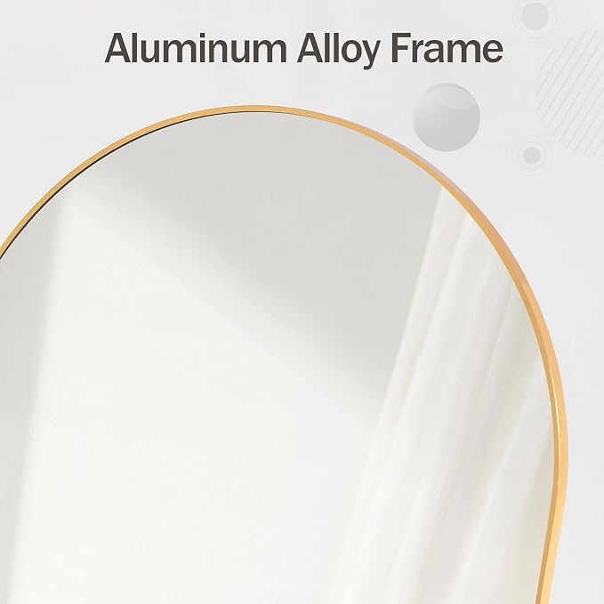 HARRITPURE Arched Bathroom Mirror 24" x 36“ Gold Modern Wall Mirror Aluminum - Image 5