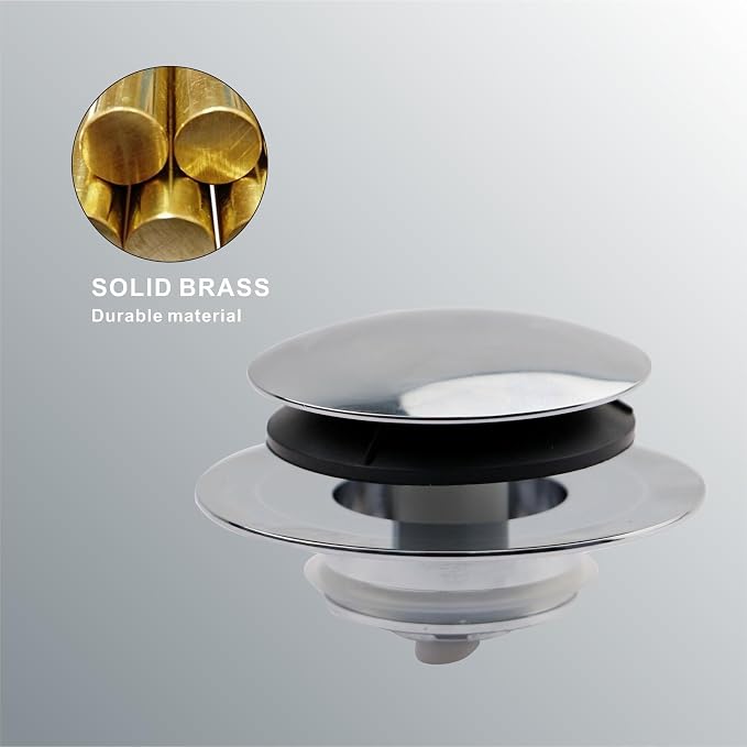 Chrome Plated Universal Tub Dain Stopper, Hidrop Pop Up Bath Drain Tip Toe - Image 7