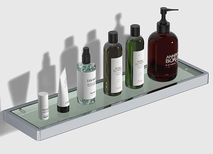 20IN Bathroom Shelves/Shelf Glass Wall Mount Floating Shelves by SFGSOWOR