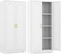 Kitchen Pantry Cabinet, 60”Metal White Storage Cabinets by Steeloong