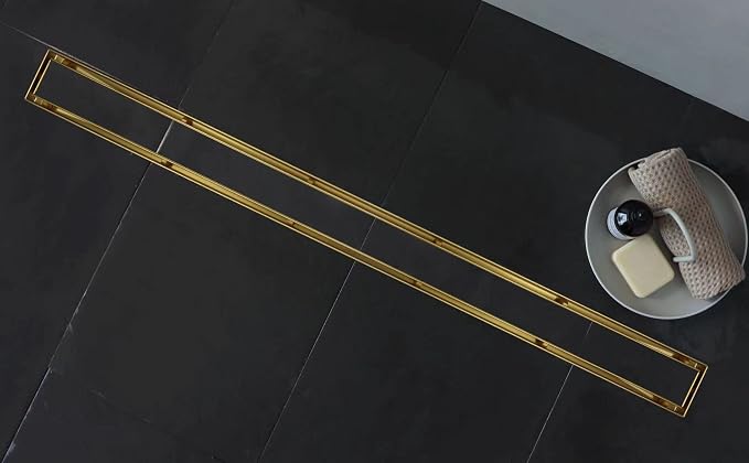 Linear Shower Drain 26", Brushed Gold Floor Drain - Image 4