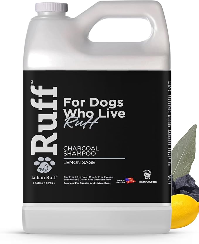Ruff by Lillian Ruff Activated Charcoal Pet Shampoo – Lemon Sage – Deep Cleanser by LillianRuff