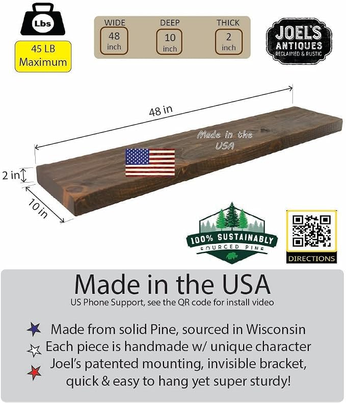joelsantiques - 48 Inch Wooden Floating Shelves - Image 3