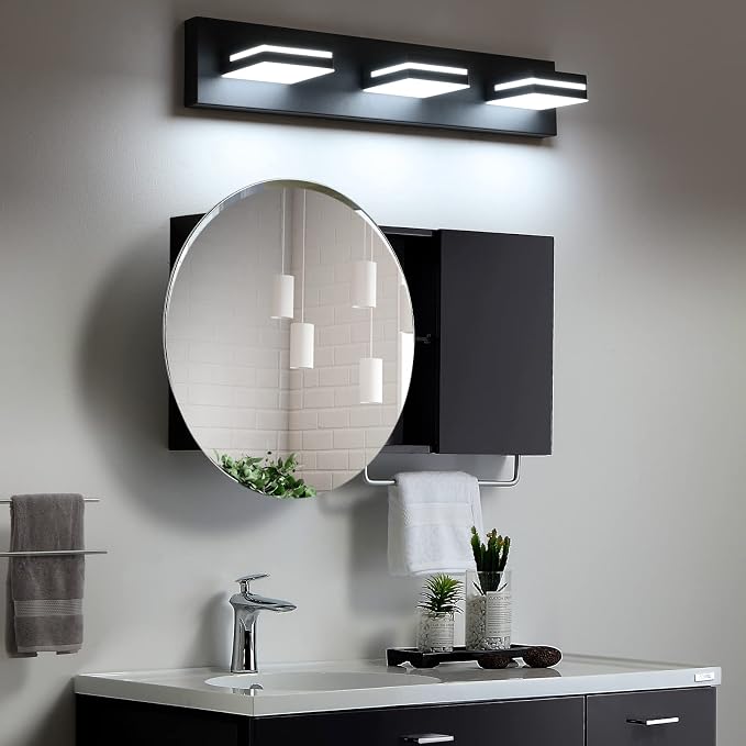 SineRise LED Modern Bathroom Vanity Light Fixtures, Matte Black Modern Acrylic - Image 6
