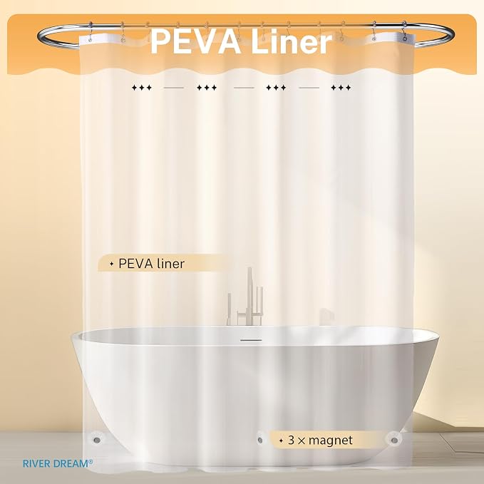 River Dream Waffle 3 in 1 Shower Curtain Set, Waterproof - Image 3