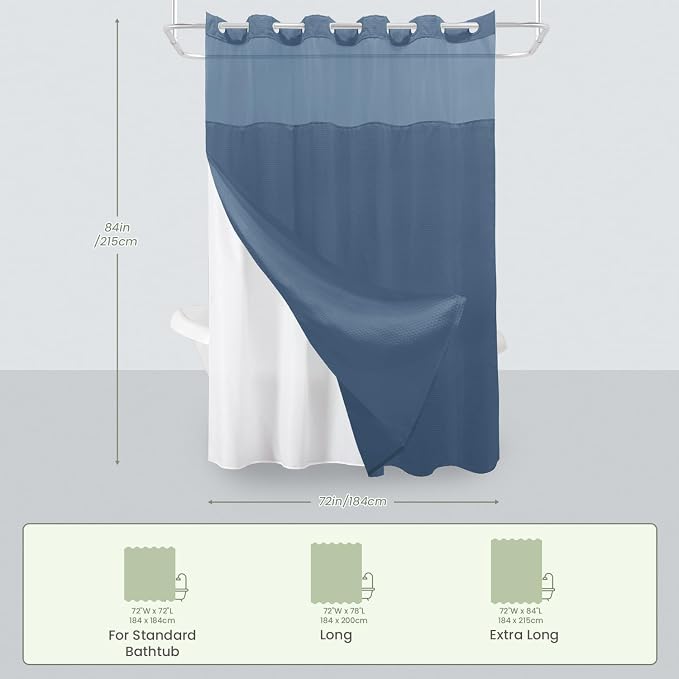 Inhousolu Extra Long No Hook Shower Curtain - Image 7