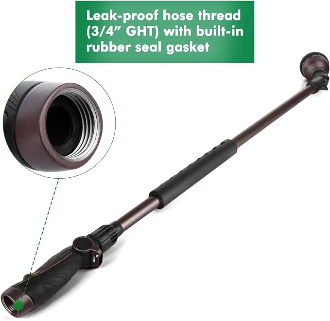 RESTMO 36”Long Watering Wand, 180° Swivel Head Metal Garden Hose Wand - Image 5