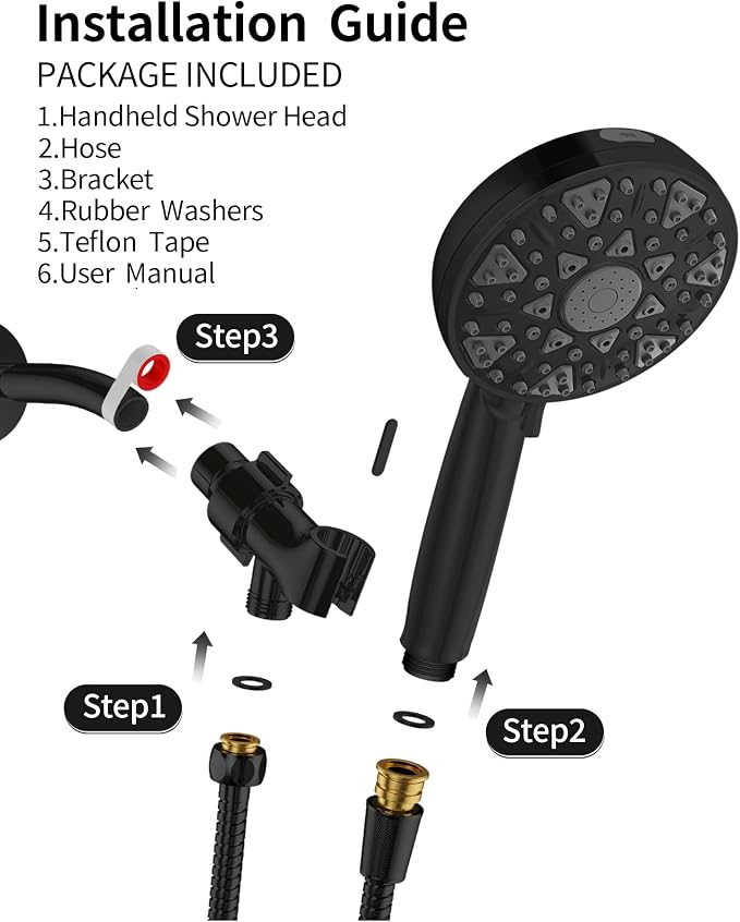 Shower Head With Handheld High Pressure 7 modes, Built-in Power Wash to Clear - Image 6