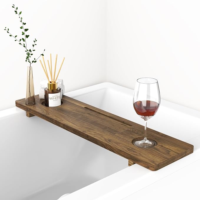 Premium Bathtub Tray, Large & Thick Bath Tub Tray, Solid Acacia Wood Bath Tray by Unknown