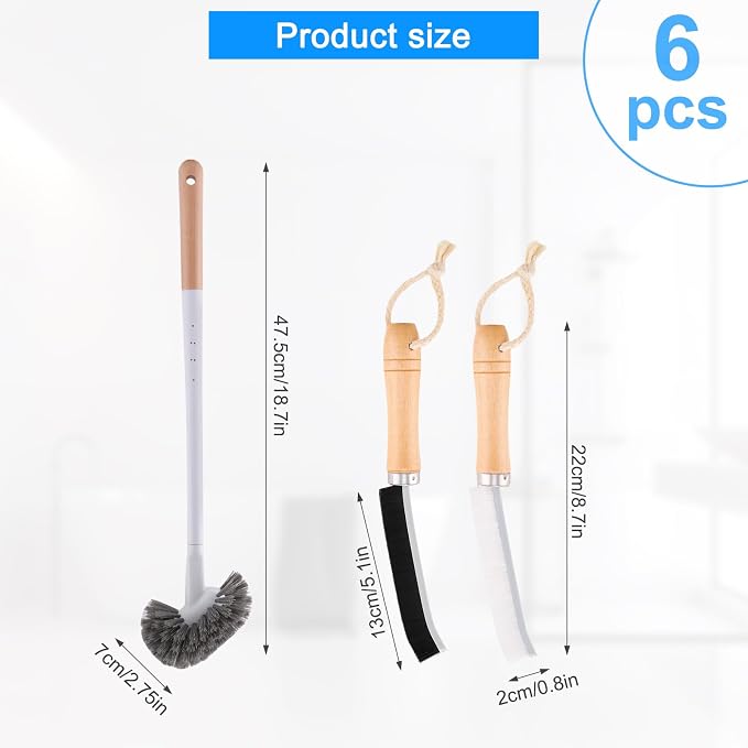 Curved Toilet Bowl Brush and Crevice Cleaning Brushes Set, Bathroom Cleaning - Image 2