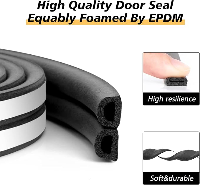 SUNMON Weather Stripping Door Seal, D-Type Strip Weather Stripping Seal Strip - Image 2