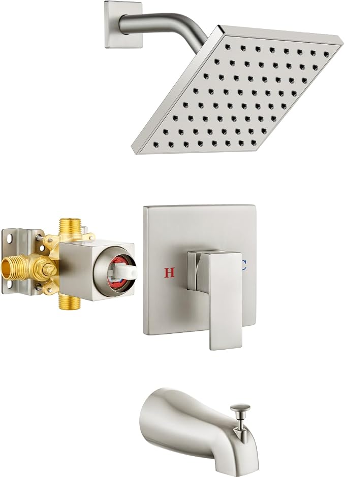 Heyalan Bathtub Shower Faucet Set, 6 Inch Square Trim Kit by Heyalan