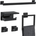 5 Pieces Black Towel Bar Set Bathroom Hardware Accessories Set Upgraded Toilet by Woekme