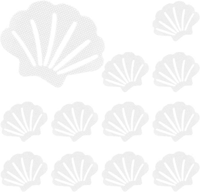 12 Pcs Non Slip Bathtub Stickers White Adhesive Decals Sea Shell Shape Shower - Image 8