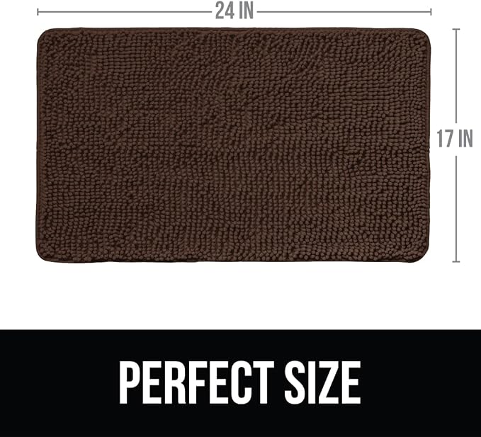 KANGAROO Bathroom Rugs, Chenille Soft Absorbent Bath Rug, Shaggy Shower Mat - Image 2
