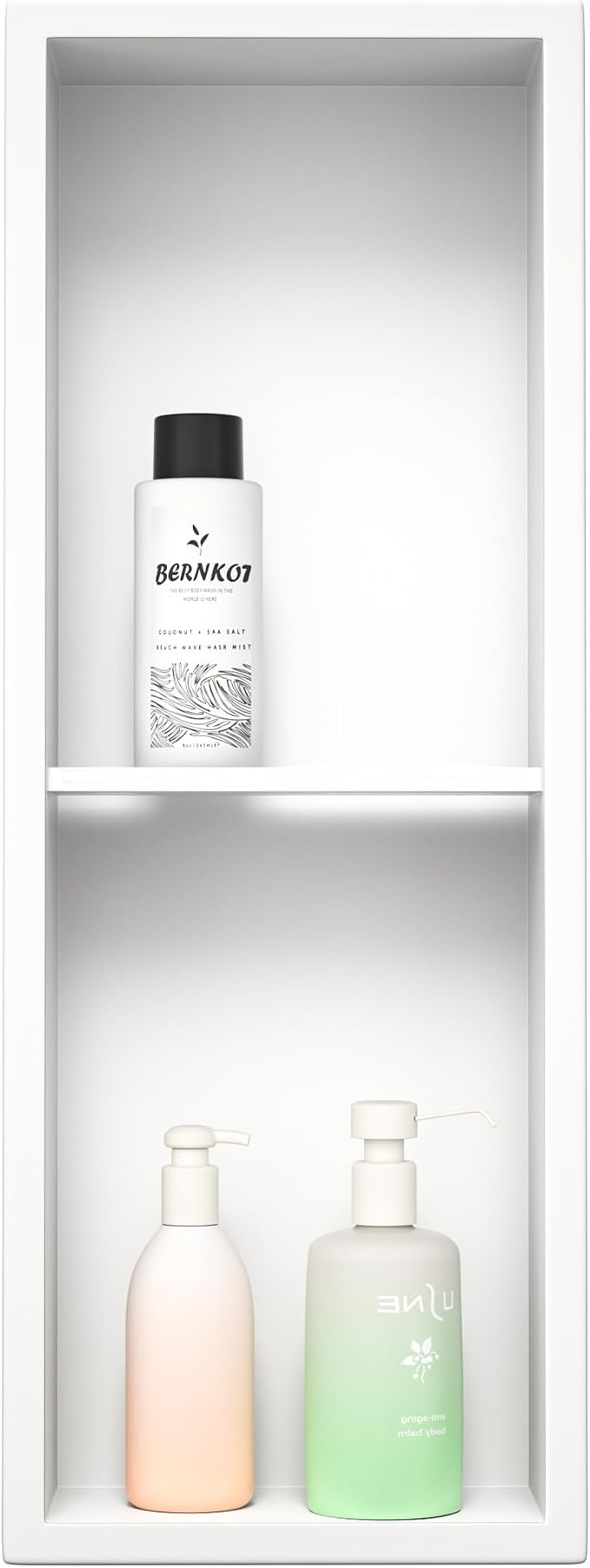 Stainless Steel Shower Niche 8"×24" White Double Shelves No Tiled Needed Niche - Image 6