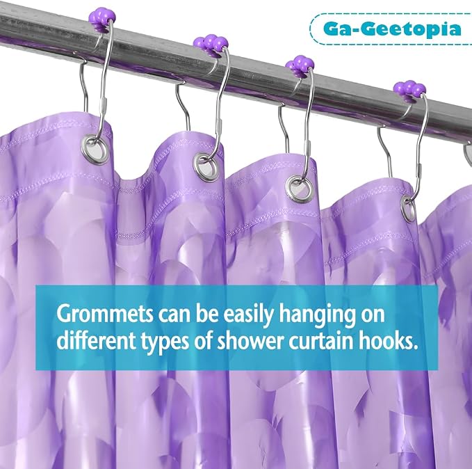 Ga-Geetopia EVA 3D Purple Pearl Plastic Shower Curtain Liner - Image 6