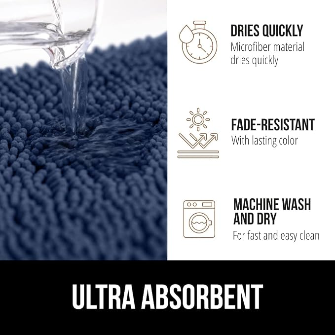 GORILLA GRIP Plush Absorbent Shaggy Chenille Bath Rug Mat - Image 5