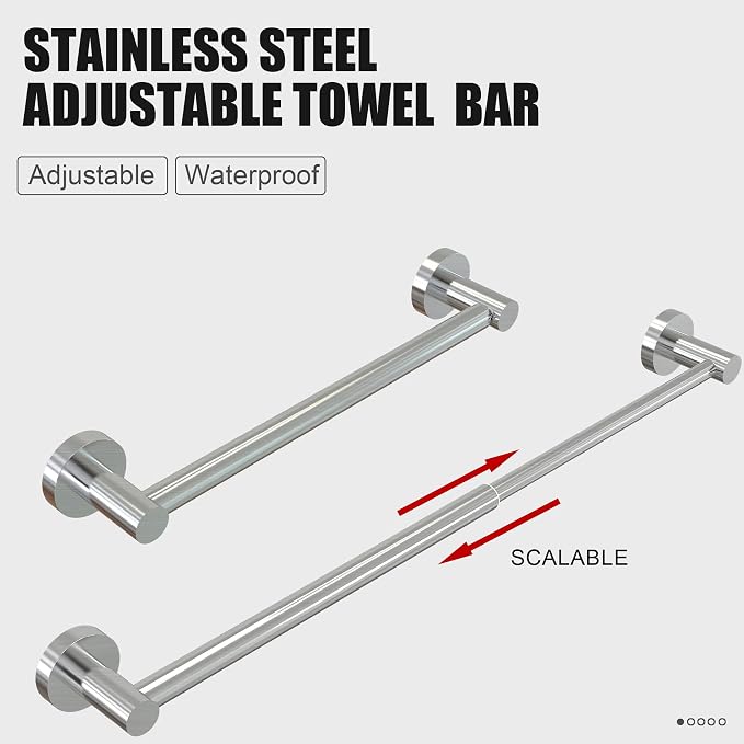 Towel Bar - Adjustable 304 Stainless Steel Towel Holder - Image 2