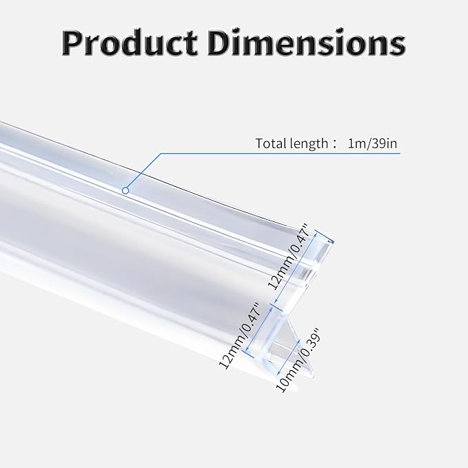 Shower Door Side Seal Strip, 39 Inch F-Type Frameless Shower Door Seal - Image 2