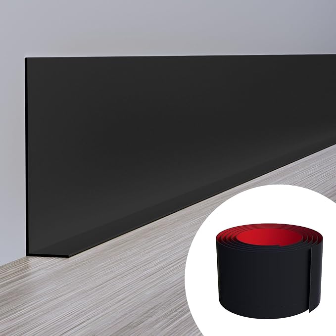 Duzzy Flexible Baseboard Molding Trim, 5 Inch x 60 Feet Peel and Stick Rubber by Duzzy