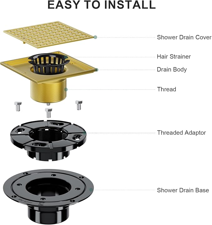 Brushed Gold Shower Drain 4-1/4 Inch - Image 5