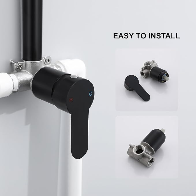 Outdoor Shower System, Matte Black Single Handle Outdoor Shower Faucet - Image 5