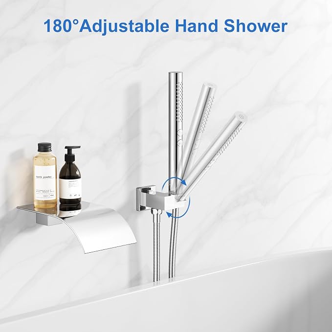 RUMOSE Wall Mount Bathtub Faucet Waterfall Tub Faucet - Image 2