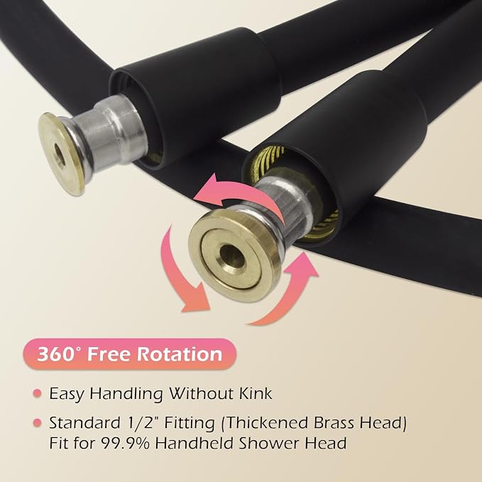 79 Inches Silicone Shower Hoses Replacement, Anti-Kink Designed Handheld Shower - Image 4