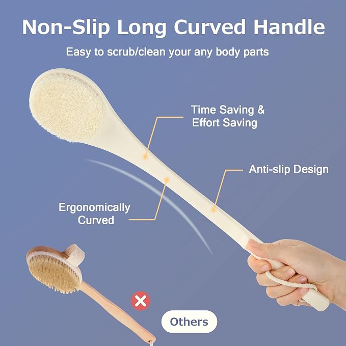 Body Back Scrubber – 17'' Long Handle Shower Brush, Anti-Mold Exfoliator - Image 4