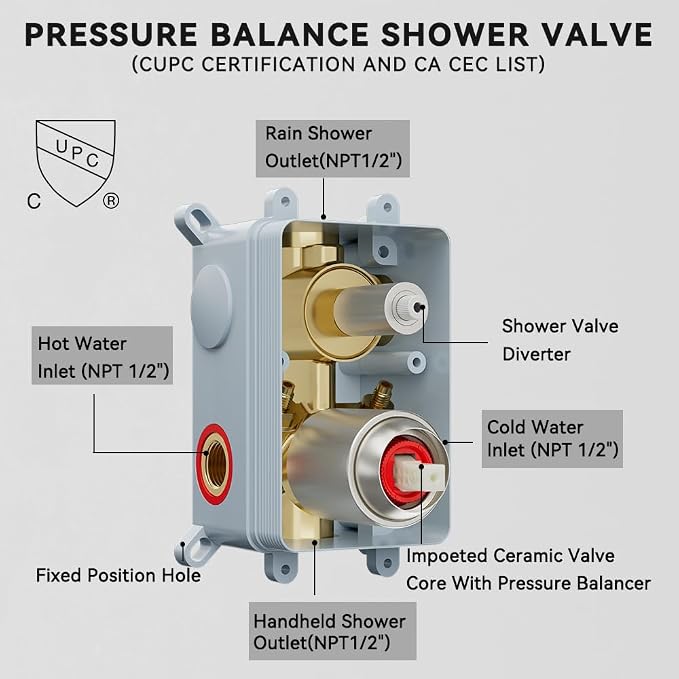 Shower Faucet Set Brushed Nickel Shower System, Starbath 8 inch Rain Shower - Image 8