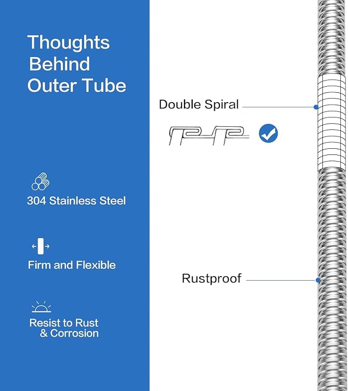 RUMOSE 79 inches Shower Hose Extra Long Stainless Steel Shower Tube Attachment - Image 2