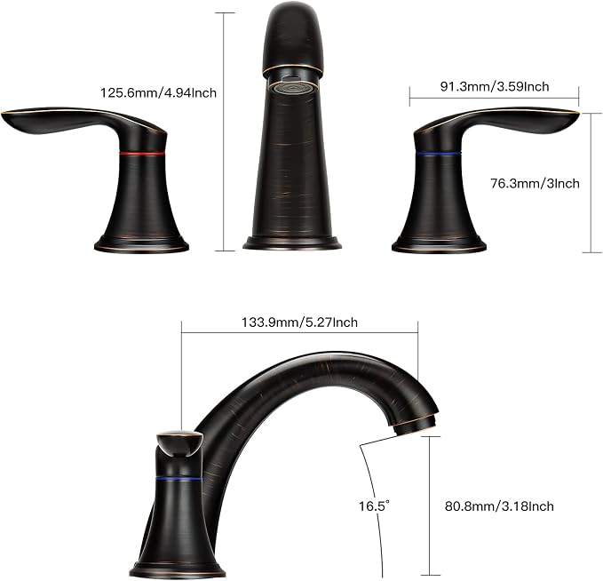 Bathroom Sink Faucet, Faucet for Bathroom Sink, Widespread ORB Bathroom Faucet - Image 6