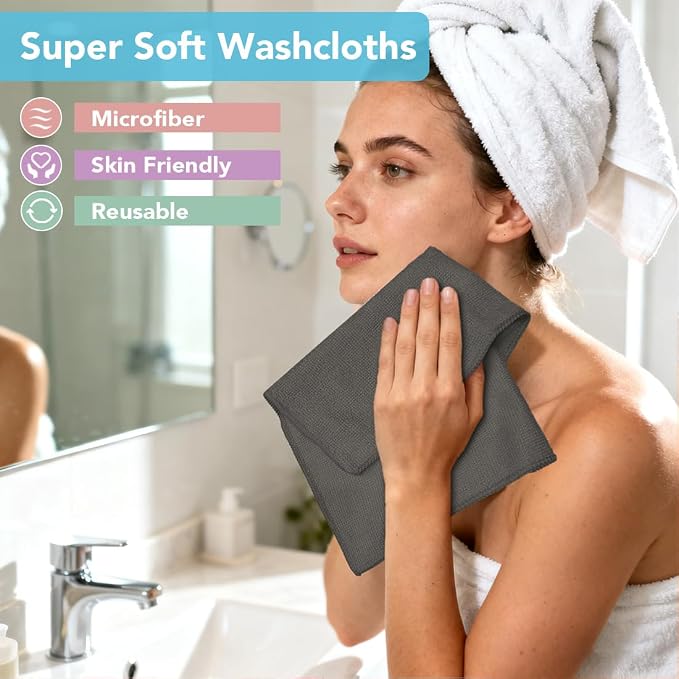 Orighty Washcloths Towels Set 20 Pack, Highly Absorbent and Soft Feel - Image 2