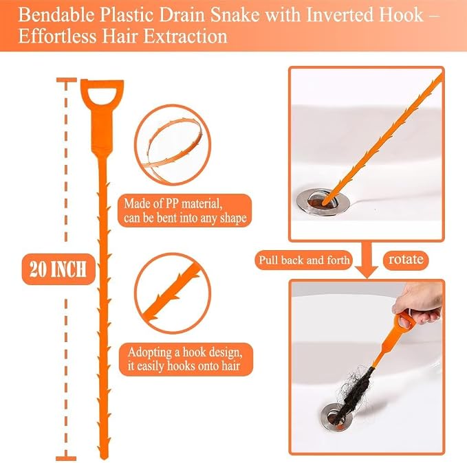 Drain Snake, 61 inch Flexible Grabber Claw Pick Up Reacher Tool, Drain Clog - Image 3