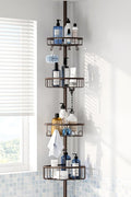 Corner Shower Caddy Tension Pole: Stainless Steel Rustproof 4-Tier Shower by ESSEMELLC
