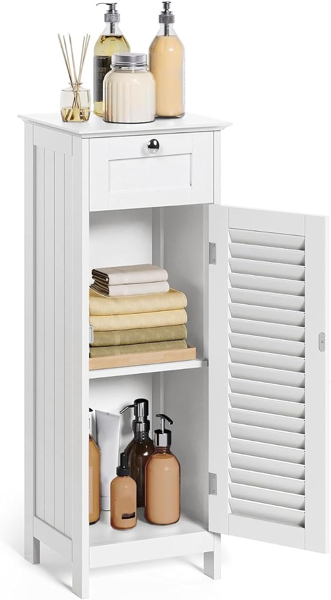 Slim Bathroom Storage Cabinet, Freestanding Narrow Floor Cabinet - Image 4