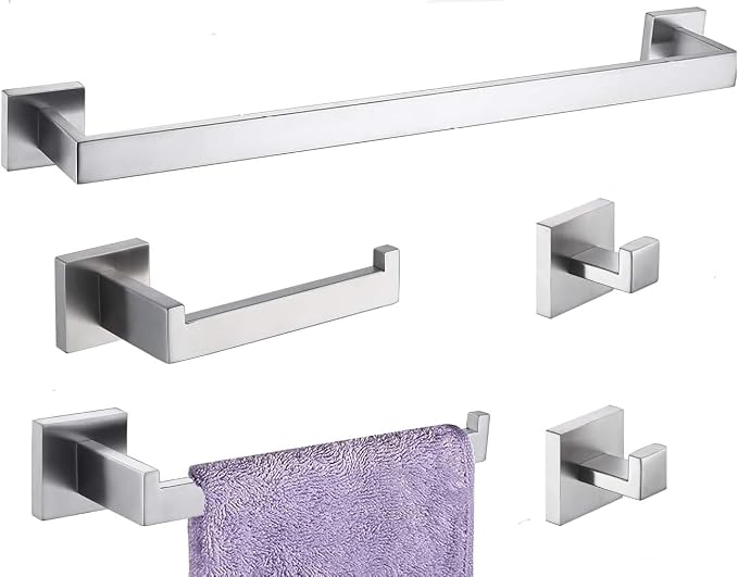 Bathroom Hardware Set 5 Piece Brushed Nickel Bathroom Accessories Set SUS304 by TAUN