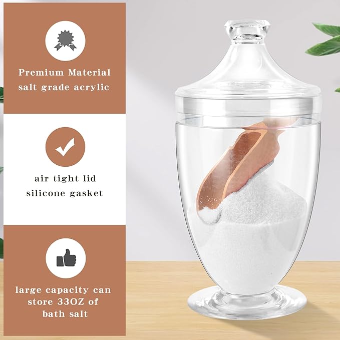 1000ML/33OZ Bath Salt Jar with Lid and Spoon Bath Salt Container Acrylic Salt - Image 4