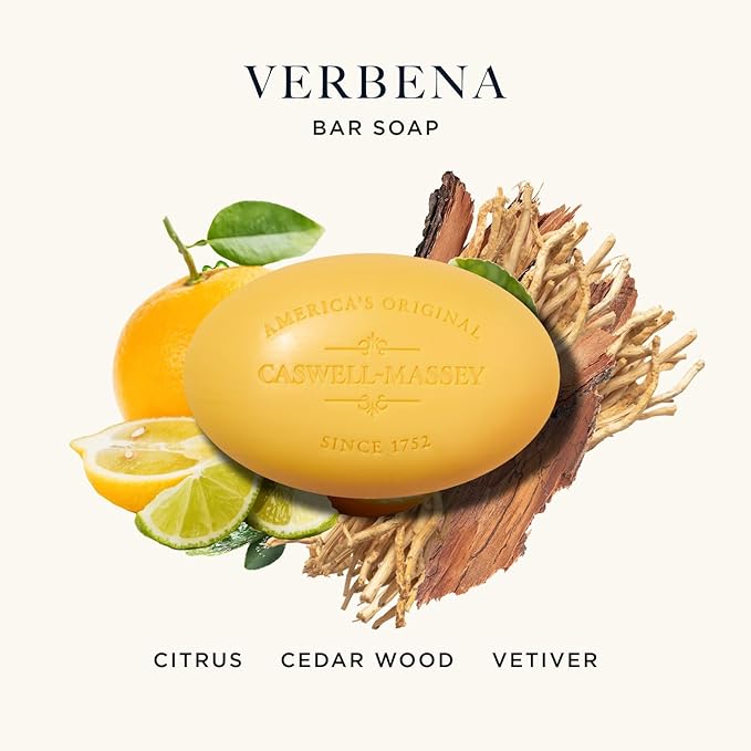 Caswell-Massey Verbena Natural Bar Soap, Bright Citrus Scent, Moisturizing - Image 2